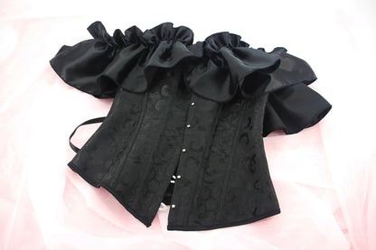 Off Shoulder Corset Top Sexy Gothic Corsets and Bustiers Overbust Corset Slimming Waist Trainer Ruffles Short Sleeve Women Top