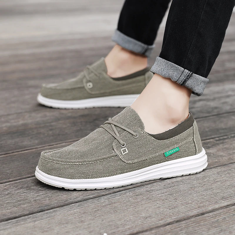 Men's Canvas Shoes Retro Loafers Lightweight Flats Leisure Footwear Male Summer Moccasin Men Casual Business Shoe