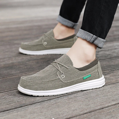 Men's Canvas Shoes Retro Loafers Lightweight Flats Leisure Footwear Male Summer Moccasin Men Casual Business Shoe