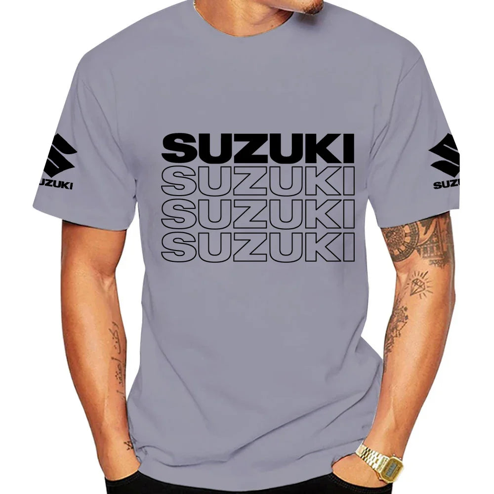 New Summer Racing Motorcycle 100% Cotton Trendy Men T-shirt Daily Outdoor Sports Party Casual Loose Street Short-sleeve