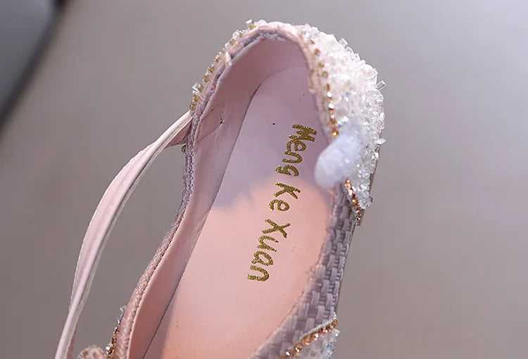 Children Princess Shoes Glitter Party Wedding Shoes for Girls Fashion Rhinestone Toddlers Ballet Flats Causal Kids Leather Shoes