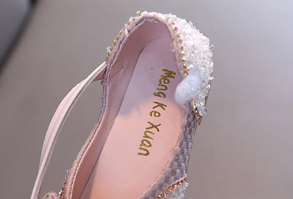 Children Princess Shoes Glitter Party Wedding Shoes for Girls Fashion Rhinestone Toddlers Ballet Flats Causal Kids Leather Shoes