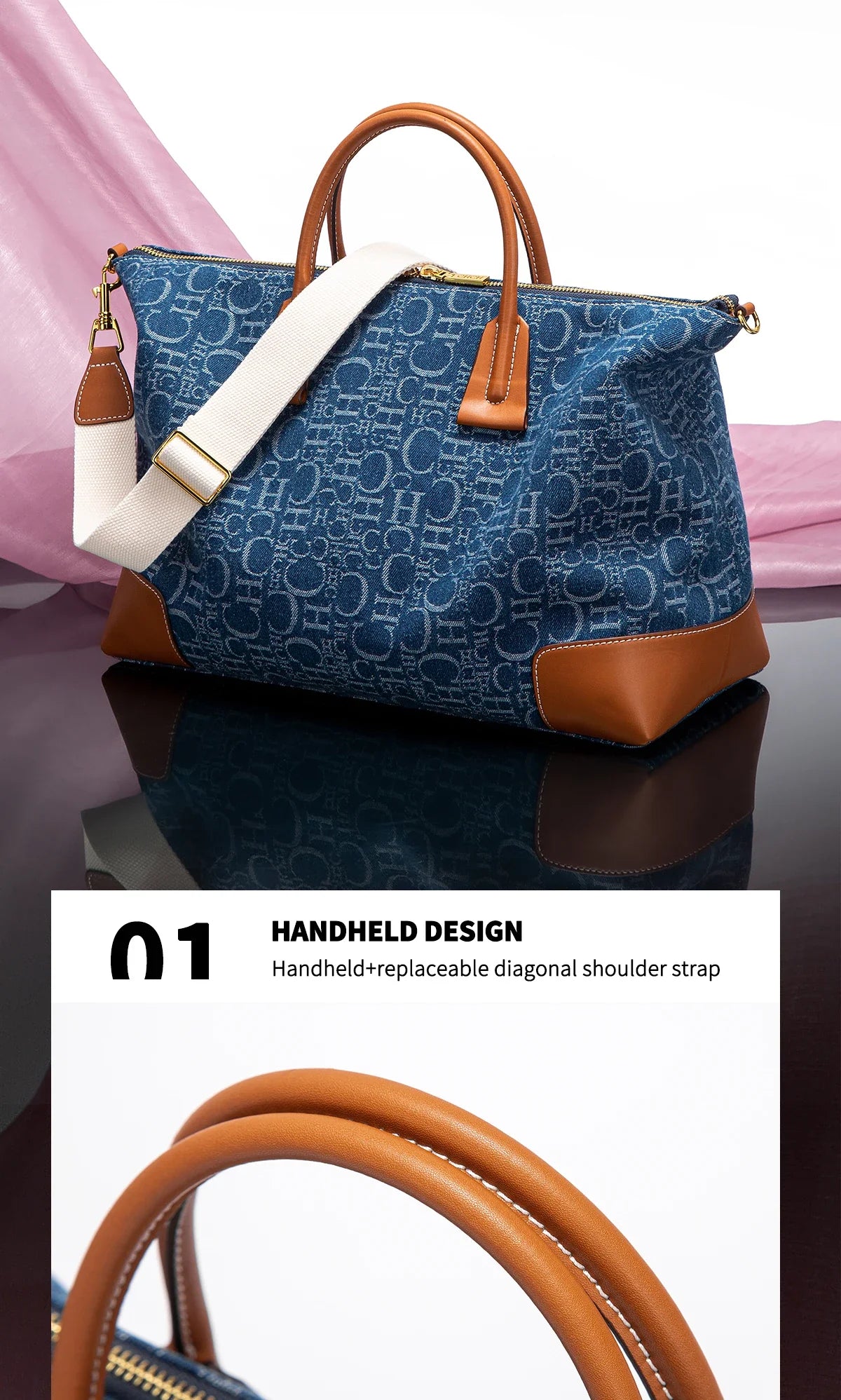 Women's Travel Bag 2025 New Cowboy Splicing Design Tote Bag Women's Large Capacity Crossbody Bag