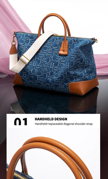 Women's Travel Bag 2025 New Cowboy Splicing Design Tote Bag Women's Large Capacity Crossbody Bag