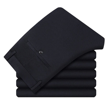 Premium Men's Loose Straight Stretch Trousers – Solid Color Formal Business Pants for All-Day Comfort & Professional Style