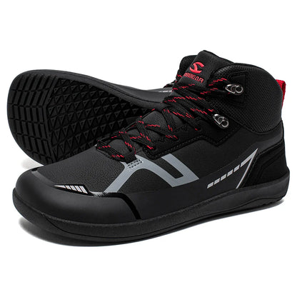 Unisex Mid Top Barefoot Shoes Mens Womens Wide Toe Artificial Leather Hiking Boots Outdoor Non-Slip Trail-Running Shoes