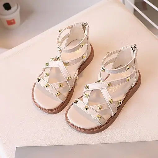Girls Gladiator Sandals 2026 New Summer Children Fashion Princess High-top Shoes Versatile Kids Causal Beach Holiday Sandals
