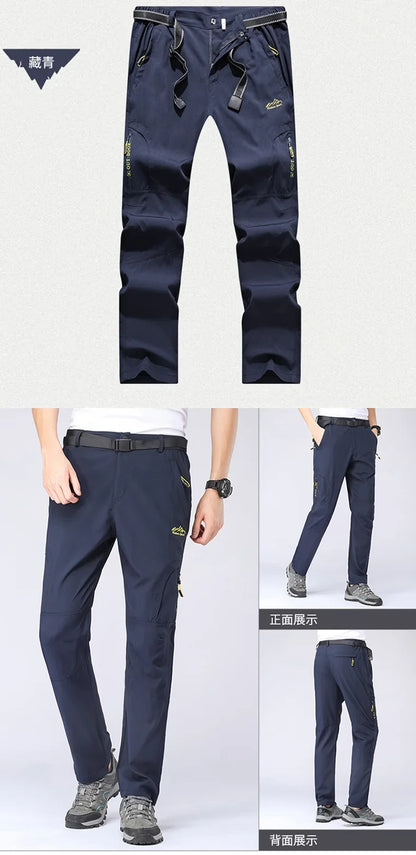 Lightweight Fishing Pants Stretch Waterproof Tactical Pants Men XL-5XL Summer Quick Dry Hiking Pants Men Zipper Pockets Trousers