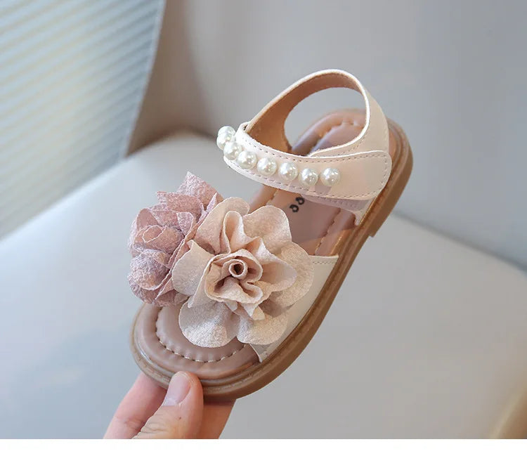 Korean Style Summer Sandals for Girls Flowers in Full Bloom Children's Beach Shoes Flexible Soft-sole Kid's Girl Sandals I060683
