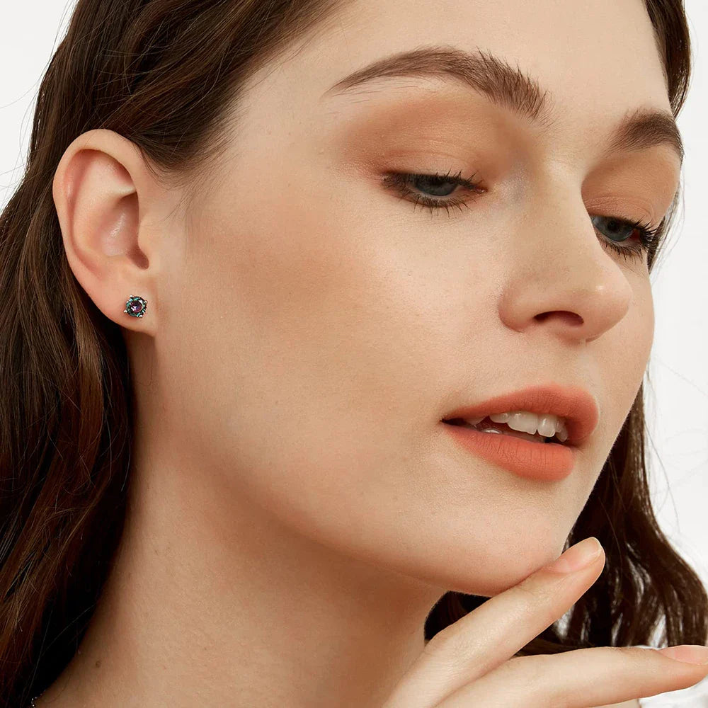 4-claw Real Moissanite Stud Earrings for Women 925 Sterling Silver Earring White Pink Red Green Color Diamond EarringCertified