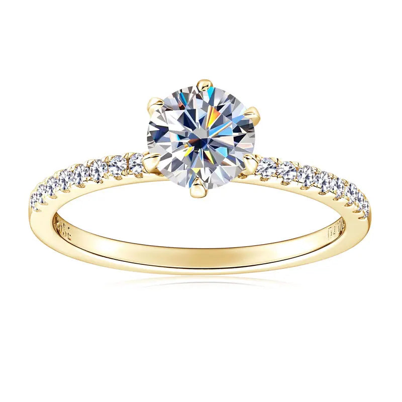 8mm 2.0CT Moissanite Solitaire Ring for Women 18k Gold Plated 925 Silver Engagement Wedding Promise Rings Finger Bands Jewelry