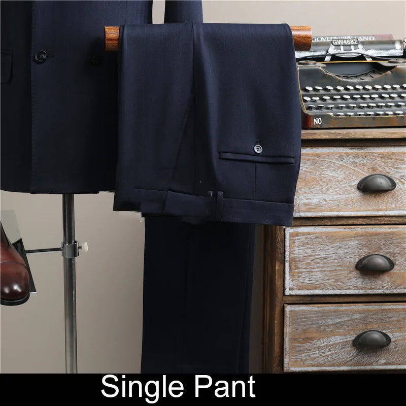 Man Outfit Turn Down Collar Long Sleeve Blazer Men Turn Down Collar Vest Straight-leg Pant Male Striped Slim 3-piece Suit Set