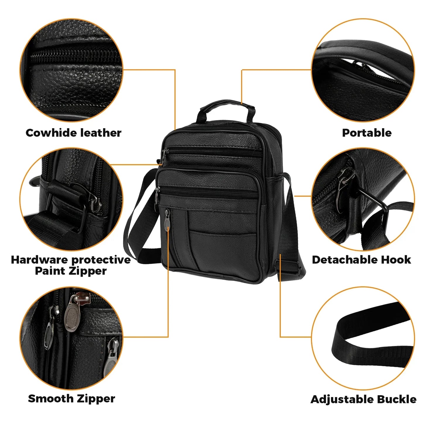 Leather Shoulder Bag for Men Small Crossbody Backpack Shoulder Bag with Adjustable Shoulder Straps PU Leather Chest Bag Daypack