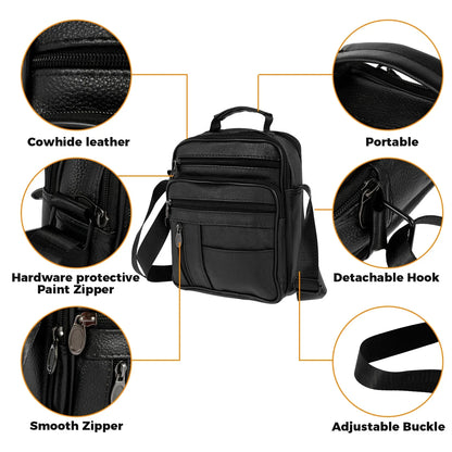 Leather Shoulder Bag for Men Small Crossbody Backpack Shoulder Bag with Adjustable Shoulder Straps PU Leather Chest Bag Daypack
