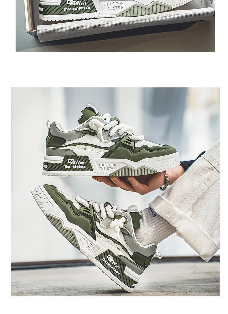 Men's Trendy Skate Shoes, Comfy Non Slip Casual Lace Up Sneakers For Men's Outdoor Activities