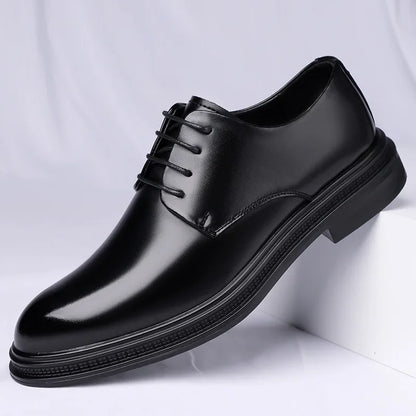 Soft Bottom Men's Dress Shoes Business Casual Black Wedding Groomsmen Shoes Comfortable Rubber Sole Adult Footwear