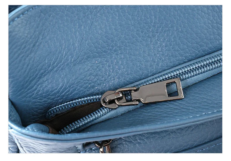 New Genuine Leather Women's Bag Casual One Shoulder Crossbody Bag Multi Pocket Messenger Bag