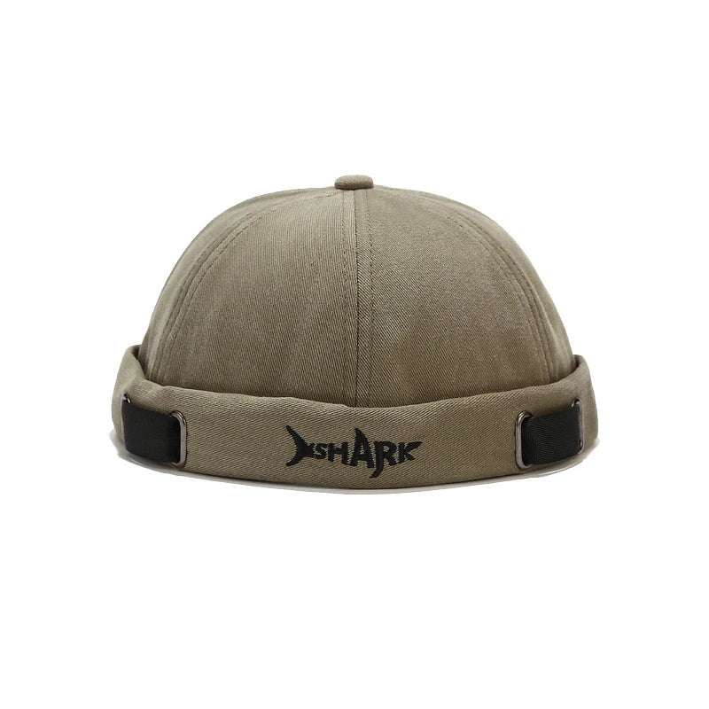 Embroidery Docker Cap Without Visor Shark Letter Brimless Caps Beanies Dome Adjustable Skullcap Solid Color Fashion Hat