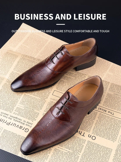 Luxury Men Oxford Shoes High Quality Classic Style Dress Leather Shoes Lace Up Pointed Toe Formal Business Wedding Shoes