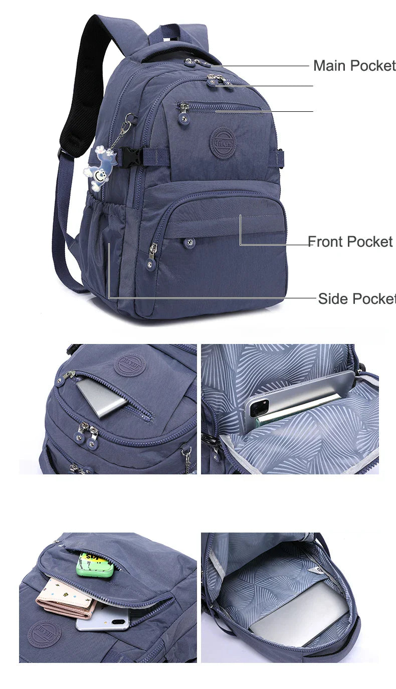 Large Nylon Waterproof Backpack Travel Rucksack for Women School Bags Mochilas Mujer Kids Girls 2026
