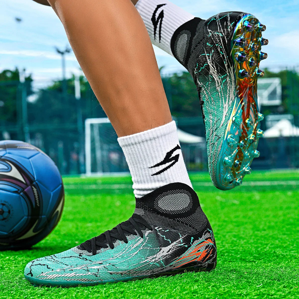 New football shoes men's anti slip boots AG/FG spikes professional match training shoes provide super strong grip
