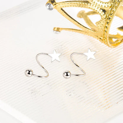 Genuine 925 Sterling Silver Fashion Jewelry New Spiral Heart Star Stud Earrings For Women XY0247