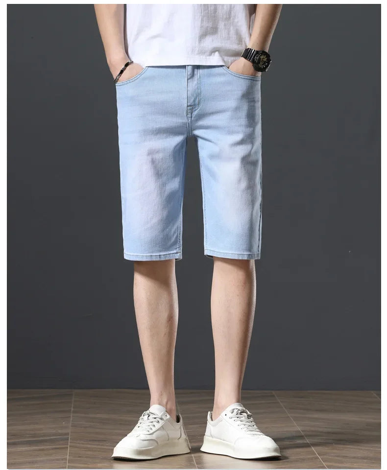 2025 New Summer Brand Stretch Thin Bermuda Masculina Cotton Denim Jeans Men Knee Length Soft Ropa Hombre Shorts