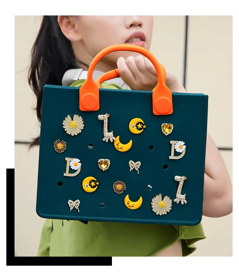 Large Leather Shoulder Bag Handbag Tote Bag Storage for Women Casual Waterproof Beach Bag Hole Fit Charm Fashion Storage Bag