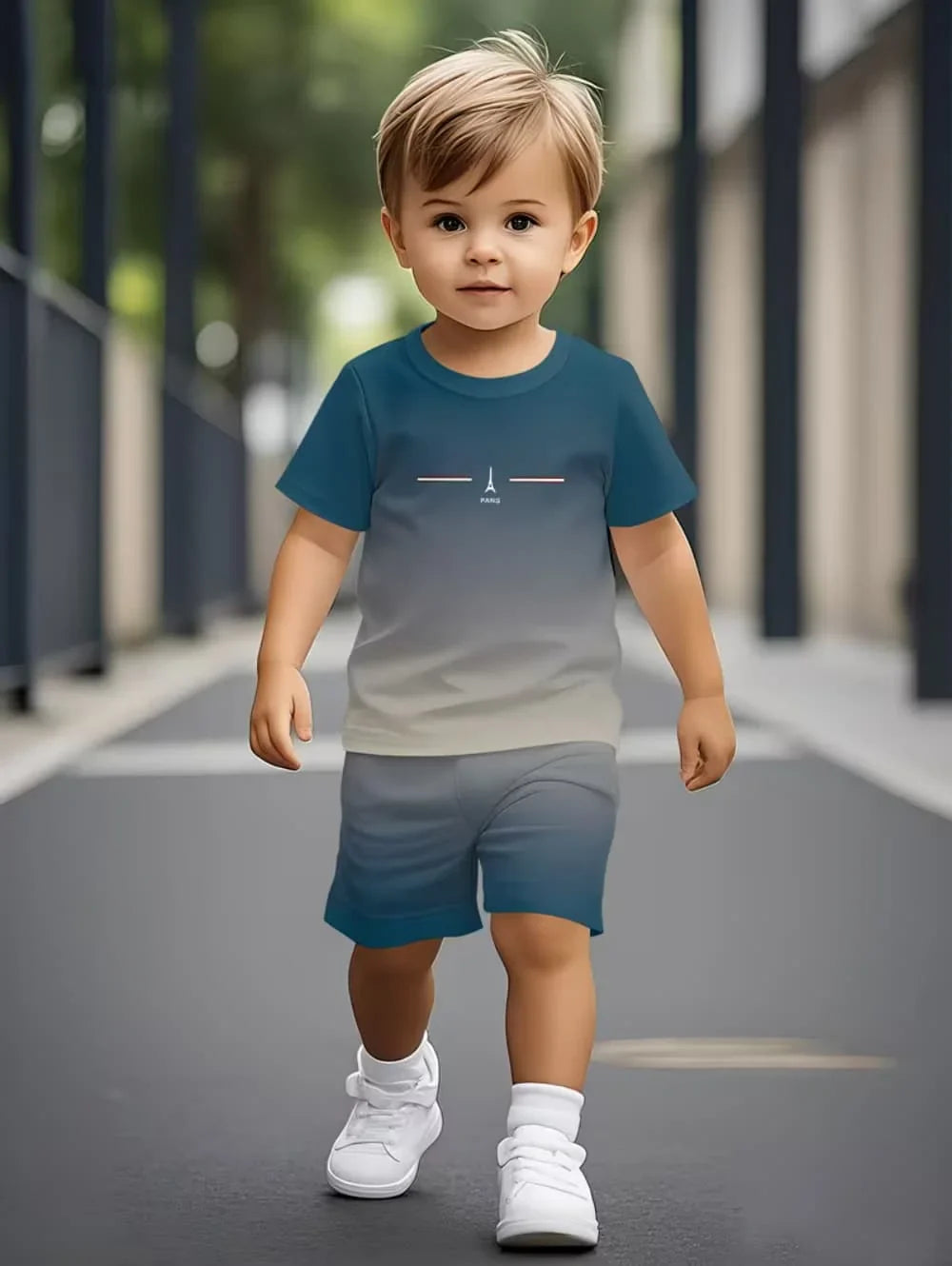 Boys Loose Casual Sets Summer Teen Gradient T-Shirts Shorts 2PCS Big Kids Sport Short Sleeve Clothes Suits Children Print Outfit