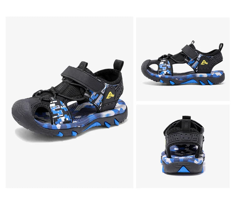 Kids Sandals Boys Breathable Anti-Slip Soft Sole Summer Beach Shoes Outdoor Lightweight Children Sandals with Adjustable Straps