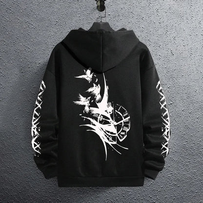 Black Sweatshirts Autumn Winter Male Daily Casual Sporty Jogging Hoodie Men's Outwear Fashion Pullover