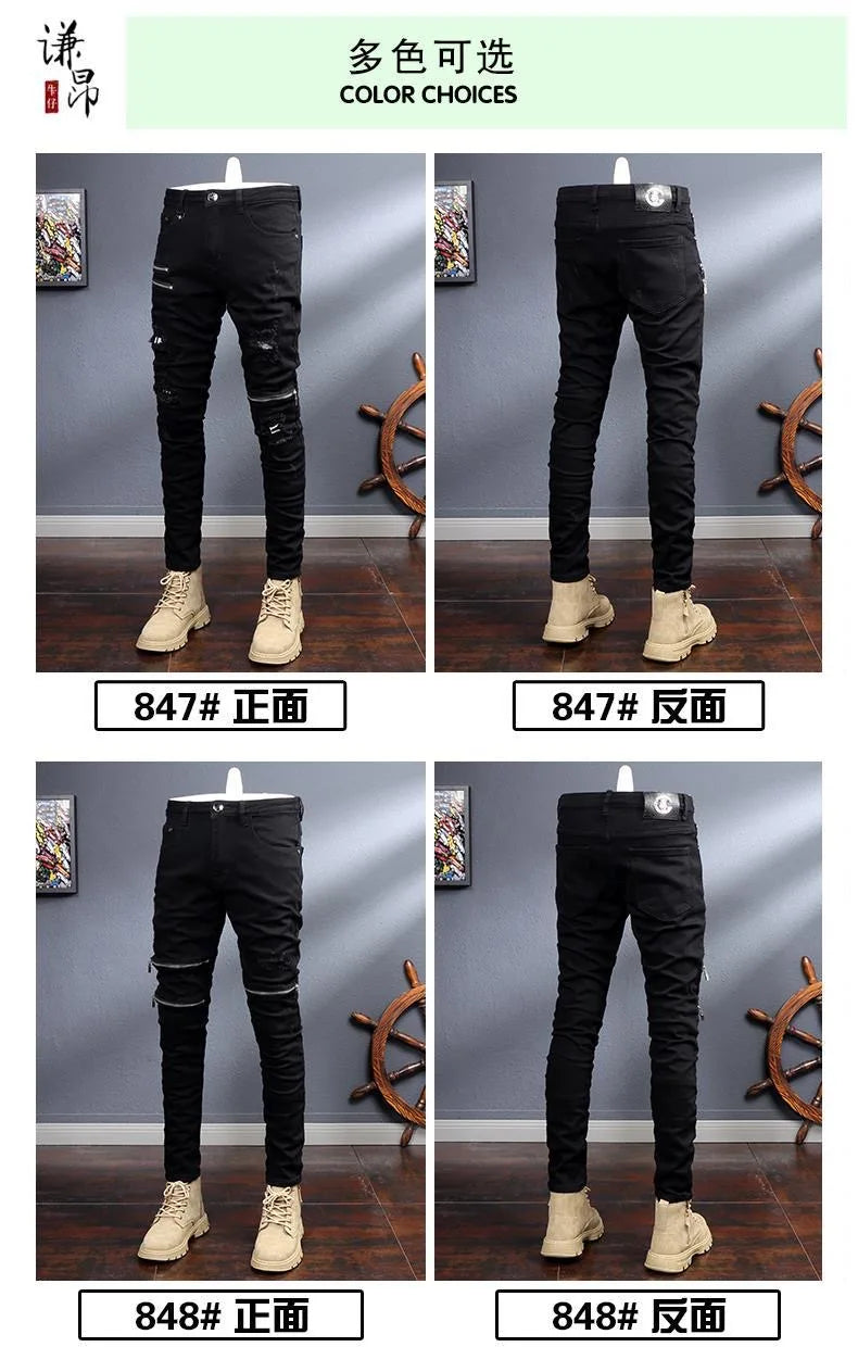 2024 Spring and Autumn New Fashion Black Stretch Straight Leg Jeans Men's Casual Comfort Breathable High-Quality Denim Pants