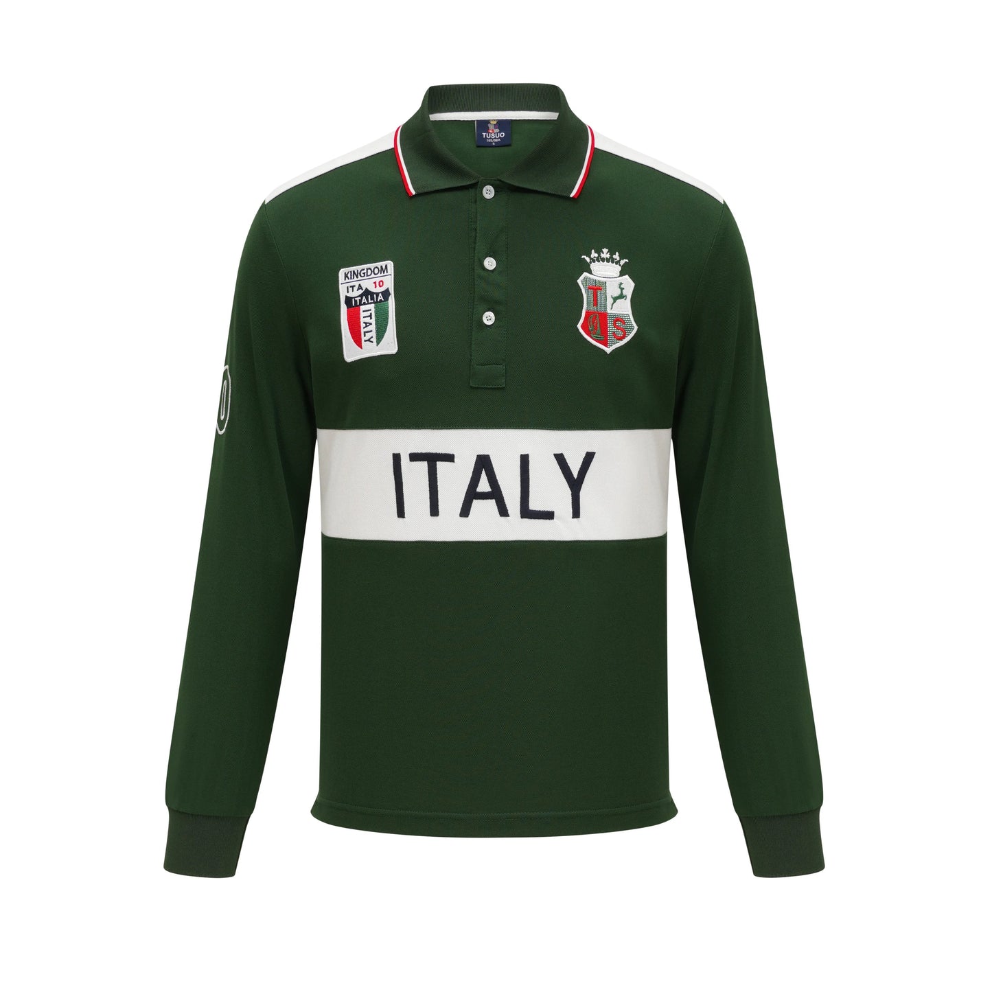 Men's polo shirt Europe Italy long sleeve casual high-end cotton embroidery luxury stitching contrast color original design