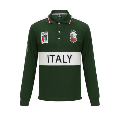 Men's polo shirt Europe Italy long sleeve casual high-end cotton embroidery luxury stitching contrast color original design