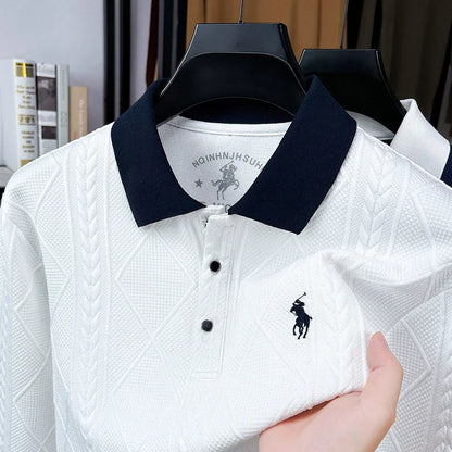 Pecking Men's Summer Light Luxury Collar Polo Shirt Short Sleeved T-shirt Fashionable Versatile Top