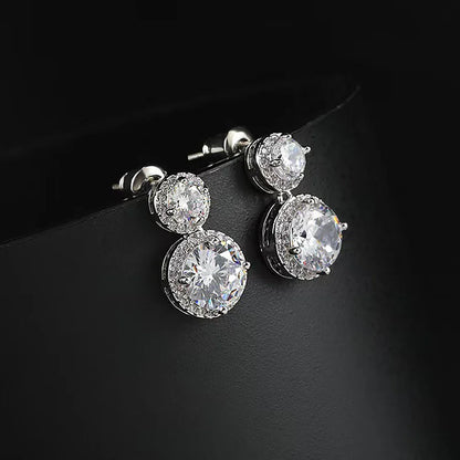 5cttw Moissanite Drop EarringsCertified Certificates 925 Sterling Silver Double Round Cut Halo Diamond Stud Earring for Women