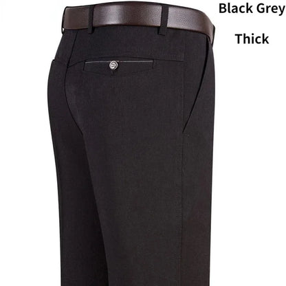 New Men's Summer Thin Business Pants Autumn Fashion Solid Gentle Thicken Casual Trousers Male Brand Suit Pant Black Grey GOZBKF
