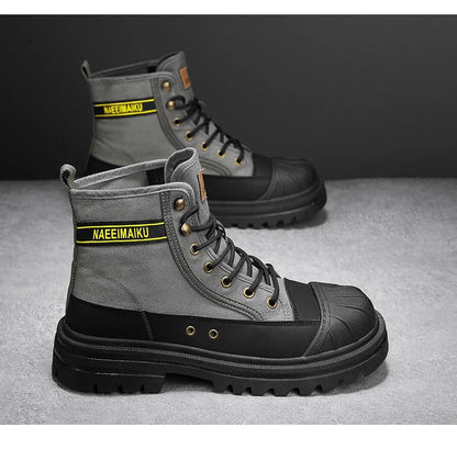 Men's boots four seasons high-top casual boots canvas boots soft-soled non-slip thick-soled outdoor boots fashion tooling boots