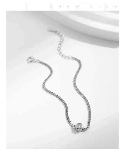 0.25CT Moissanite Bezel Setting Bracelet For Women Diamond 925 Sterling Silver Elegant Chain Bracelet Wedding Jewelry
