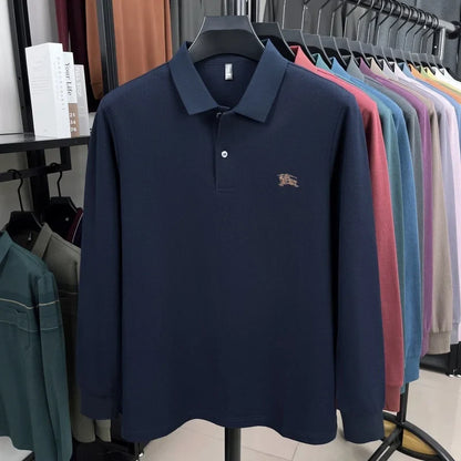 100% cotton long sleeve polo shirt spring and autumn fashion casual luxury brand exquisite embroidery lapel T-shirt new men wear