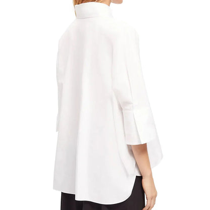 Women's T-shirt 2025 New White Cotton Top 3/4 Sleeves Simple