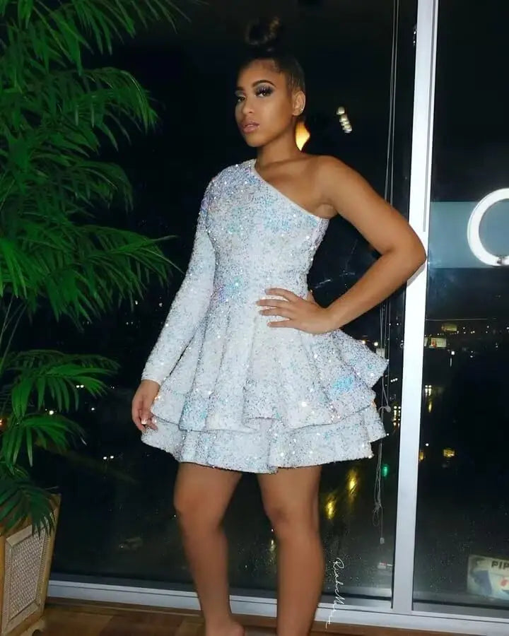 Sequin Short Homecoming Dress for Teens Sparkly Prom Dress Sweet 14 16 Birthday Photo Shoot Gowns Mini Dress Graduation Dress