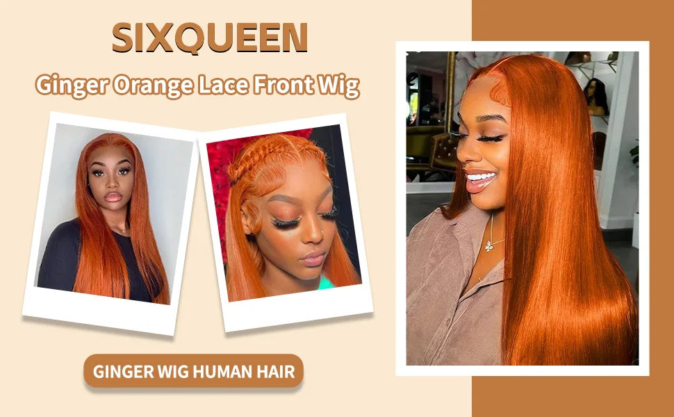 Ginger Wig Human Hair 30 Inch 200 Density 13x6 HD Transparent Lace Front Wigs Human Hair Pre Plucked Straight Wig Human Hair