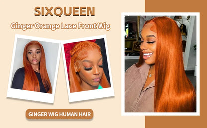Ginger Wig Human Hair 30 Inch 200 Density 13x6 HD Transparent Lace Front Wigs Human Hair Pre Plucked Straight Wig Human Hair