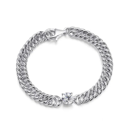 6.5mm Round Moissanite Bracelet for Women Men 100% S925 Sterling Silver Plated 18K Gold Party Fine Jewelry Gift