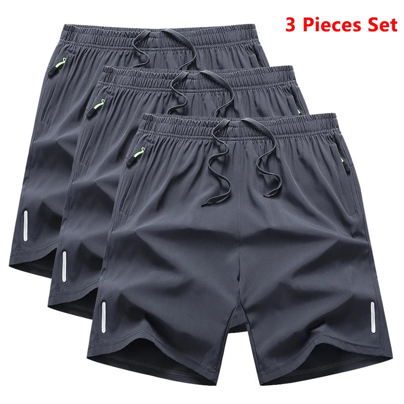 3 Pieces Gym Sports Shorts Men Quick Dry Workout Running Training Fitness Jogging Short Pants Man Summer Board Shorts Breathable