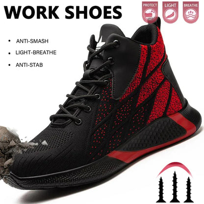 Fashion Security Protective Shoes High Top Safety Shoes Men Anti smashing Anti Puncture Work Shoes Men Work Safety Boots