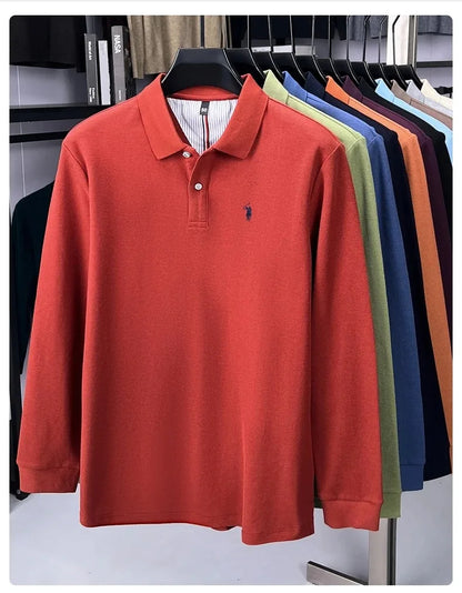 High end brand 100% cotton long sleeve polo shirt fashion luxury pony embroidery business casual comfort new Paul men's T-shirt
