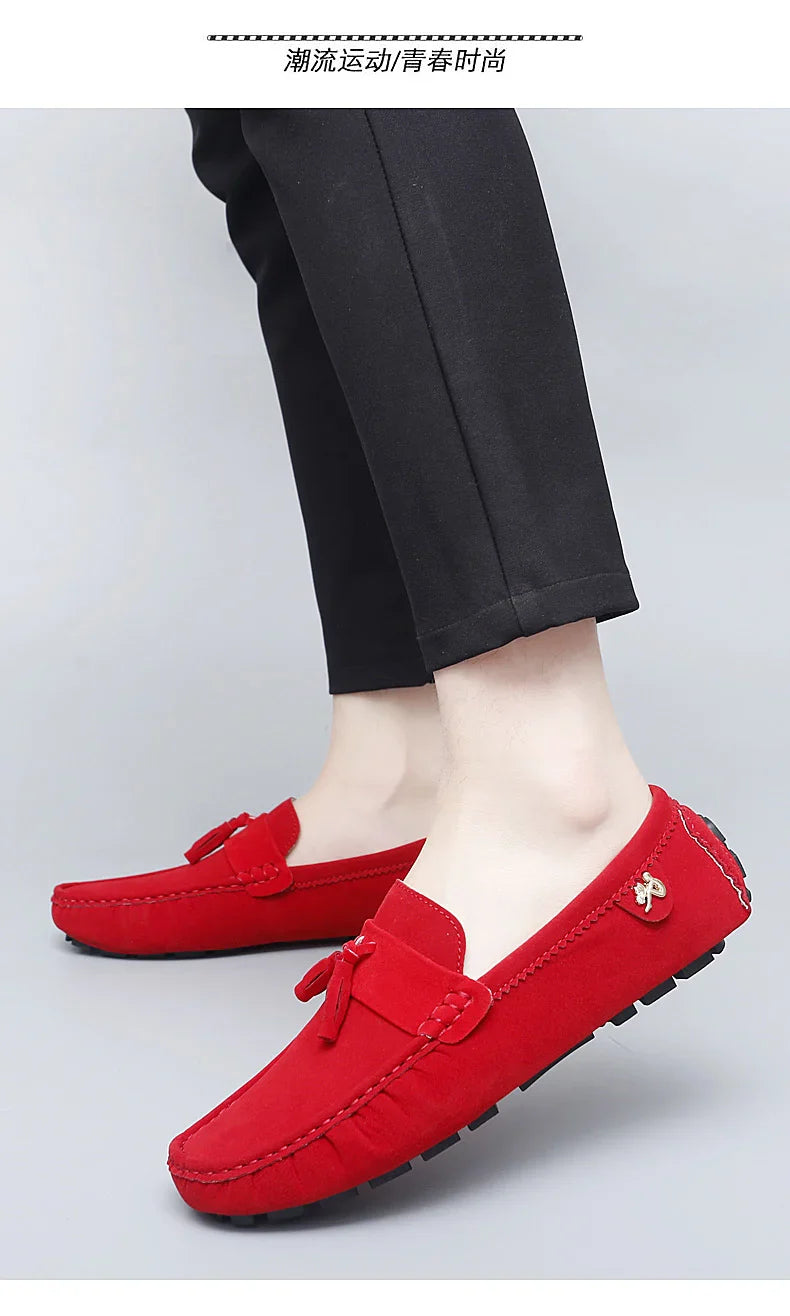 2025 New Beanie Shoes Men's Tassel Frosted Soft Sole Korean Style Easiest for Match Fashion Casual Shoes British Lazy Driving Trbottomy Shoes