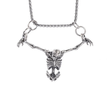 Punk Skull Necklace Captivity Skull Pendant Bicycle Rock Jewelry Gift For Men And Women Zinc No Gems
